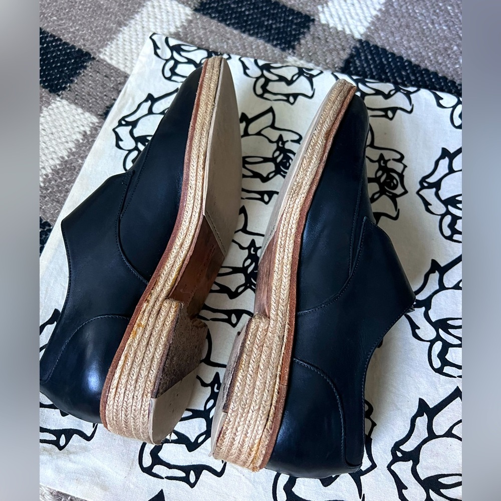 Freda Salvador Black Leather Monk Strap Espadrille Loafers - Picture 8 of 11